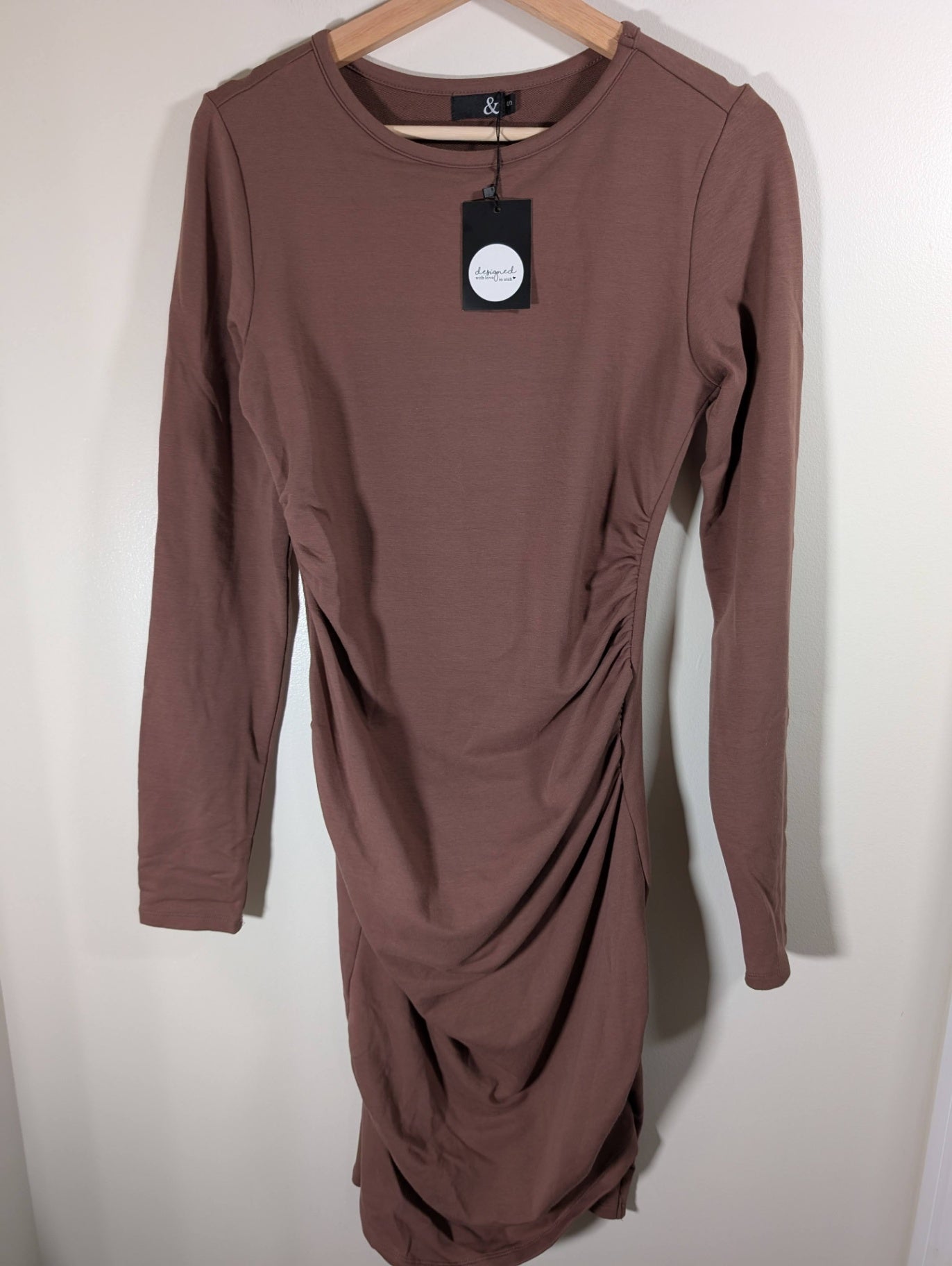 Ampersand Avenue brown ruched dress- Small