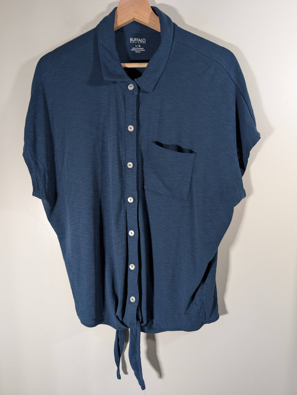 Buffalo blue tie-front blouse - Large