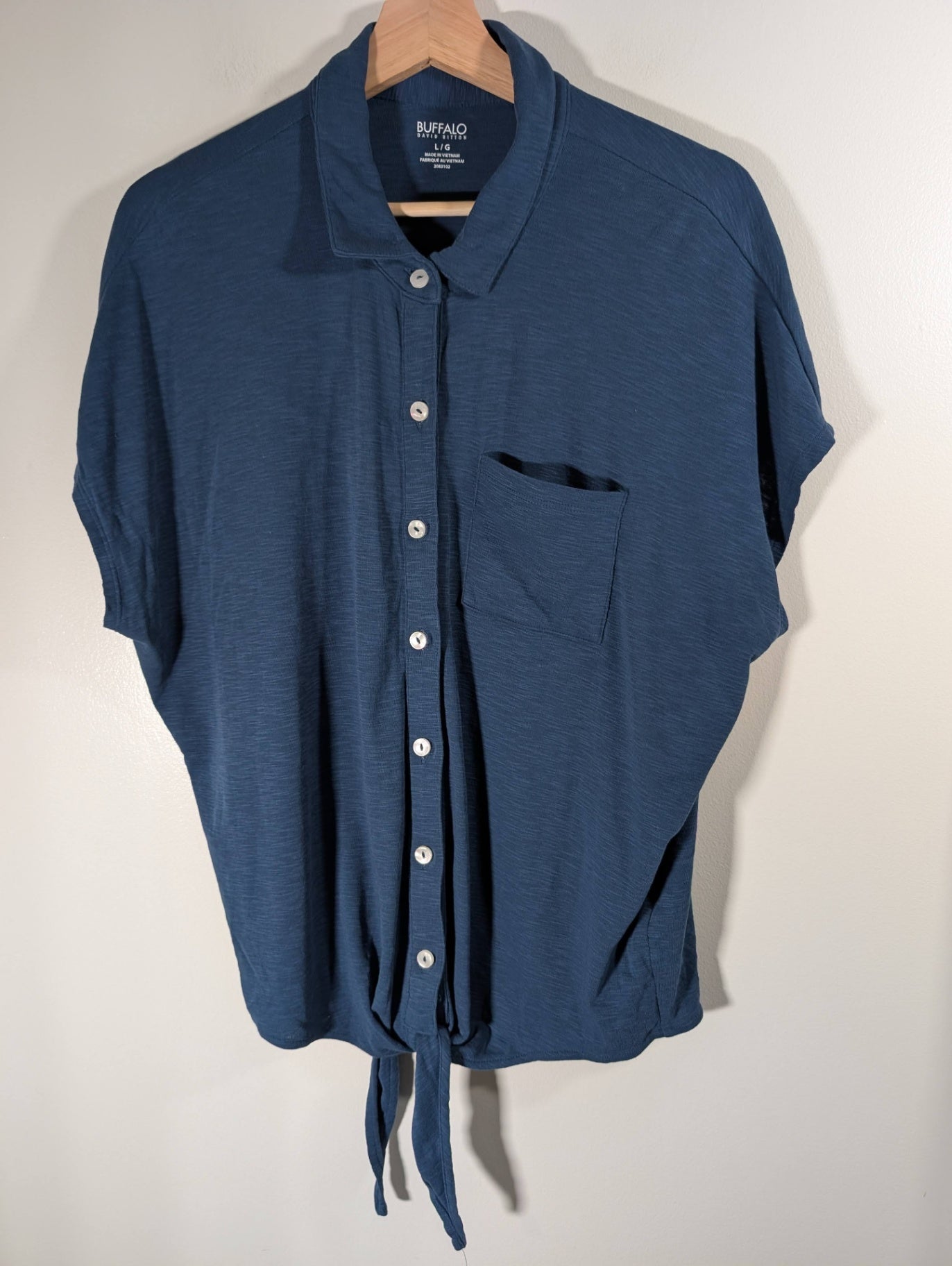 Buffalo blue tie-front blouse - Large