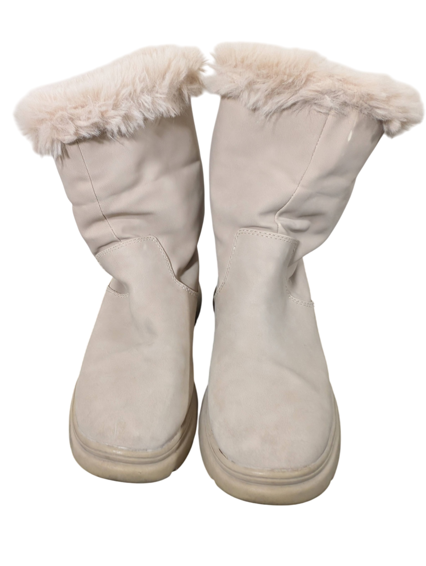 ZARA beige boots with faux fur- SZ 35