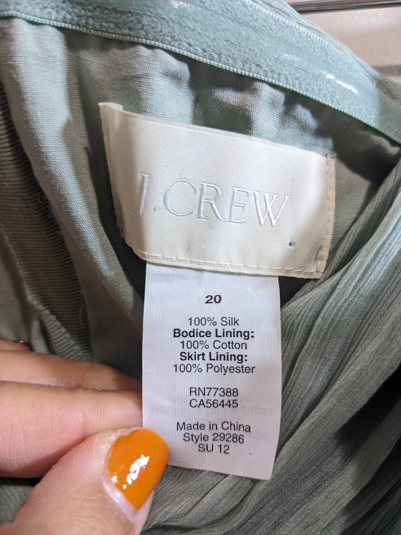 J. Crew silk mint strapless dress - SZ 20