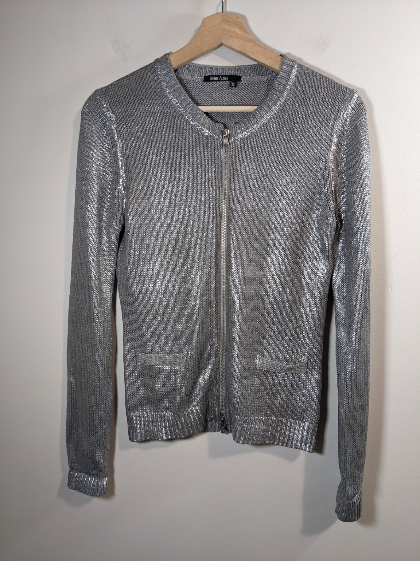 Marc Aurel Silver zip up cardigan - SZ 36 small