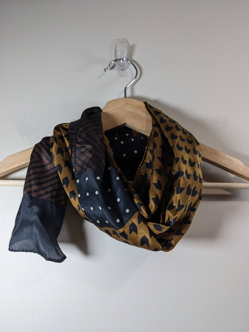 Echo silk tan patterned scarf - One Size