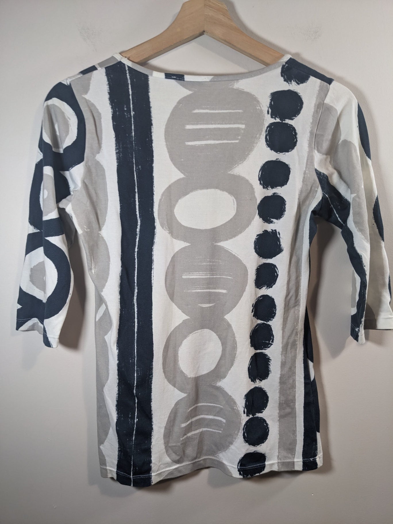 banana blue 3/4 length circle design top - S