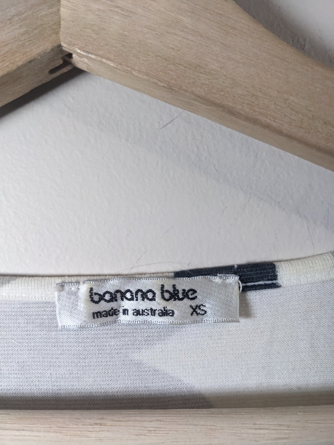 banana blue 3/4 length circle design top - S