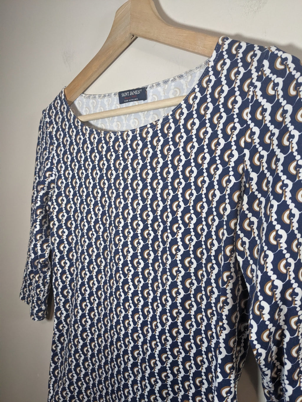 Saint James 3/4 Length Patterned Top - Small Sz 4