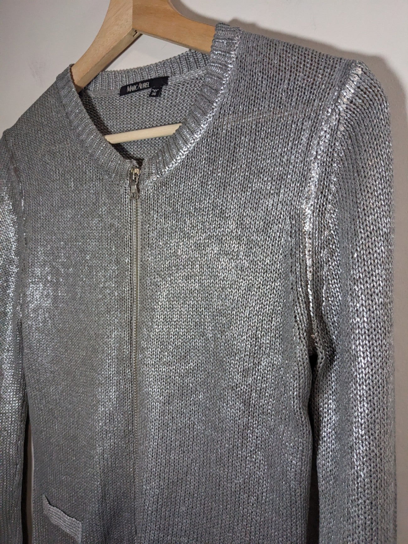Marc Aurel Silver zip up cardigan - SZ 36 small