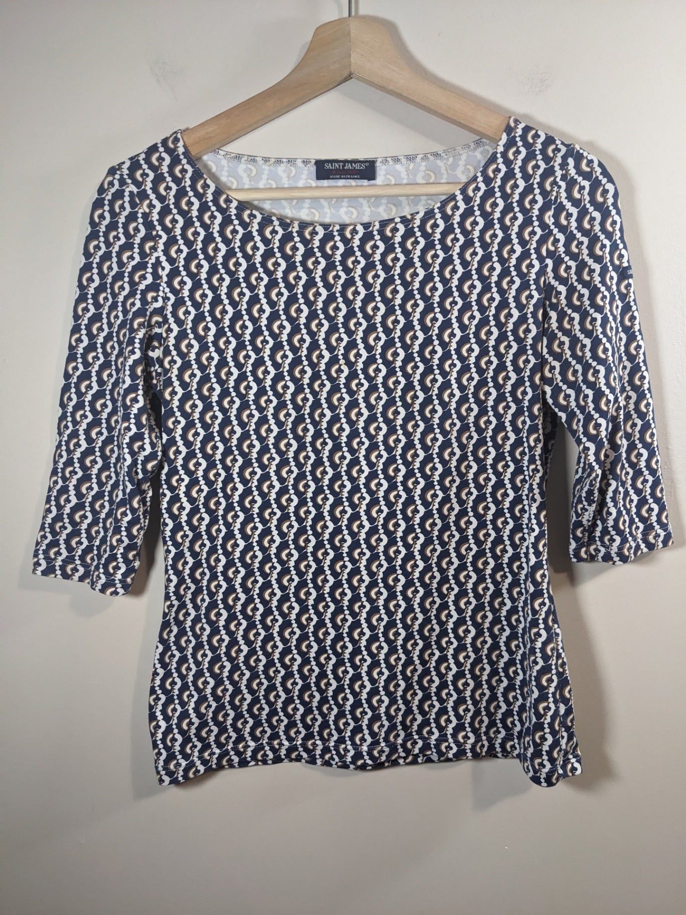 Saint James 3/4 Length Patterned Top - Small Sz 4