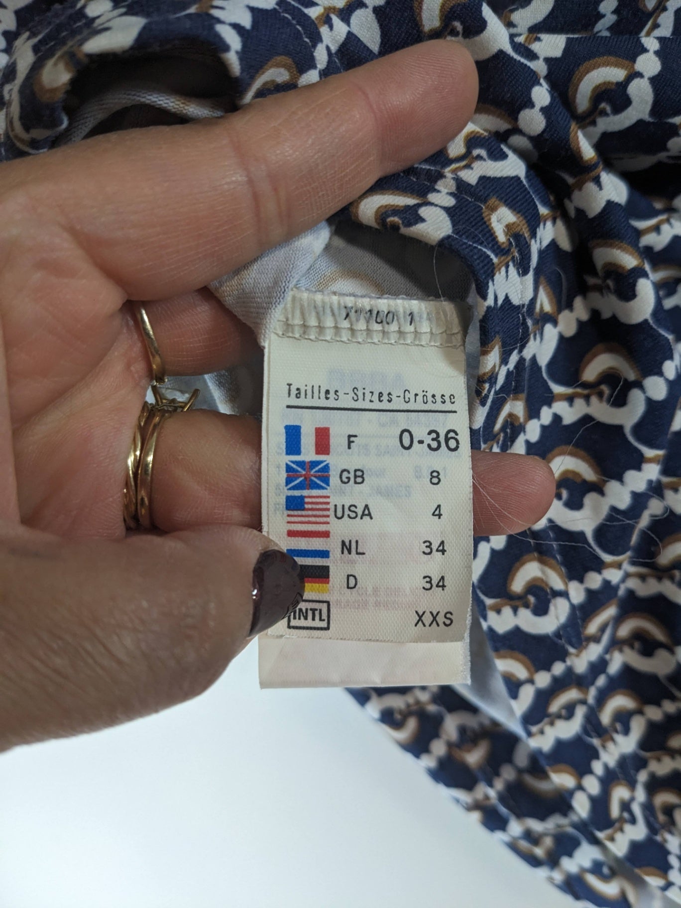 Saint James 3/4 Length Patterned Top - Small Sz 4