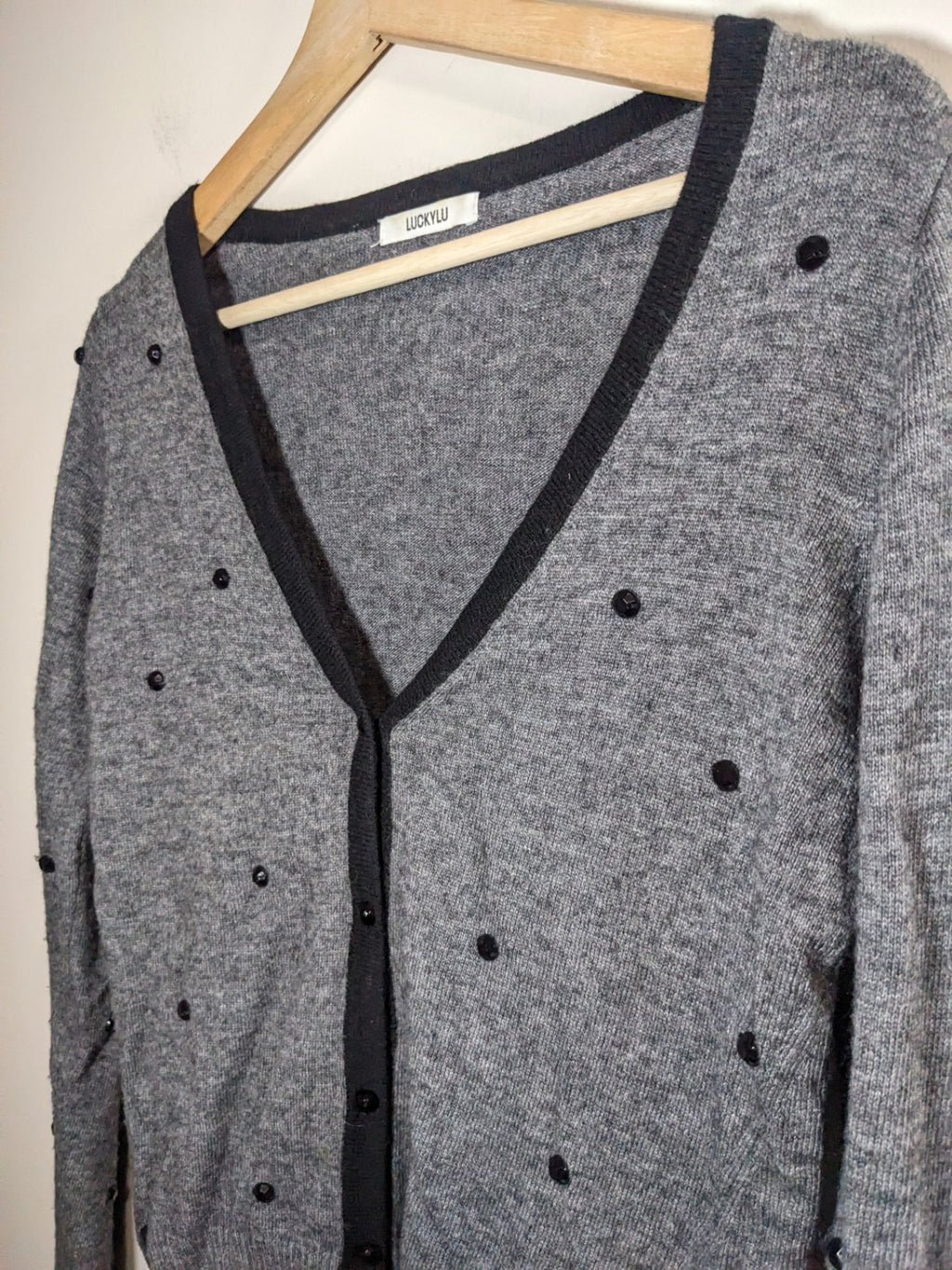 LUCKYLU alpaca wool grey cardigan- L (minor flaw)