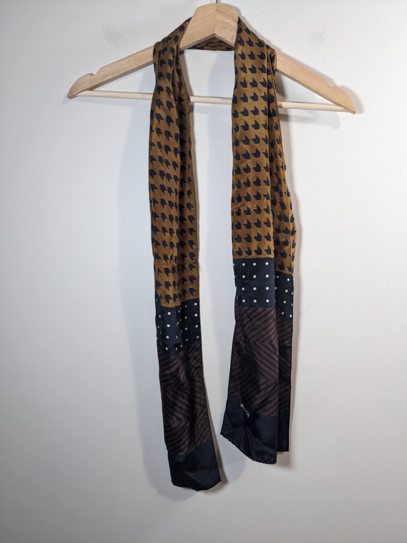 Echo silk tan patterned scarf - One Size