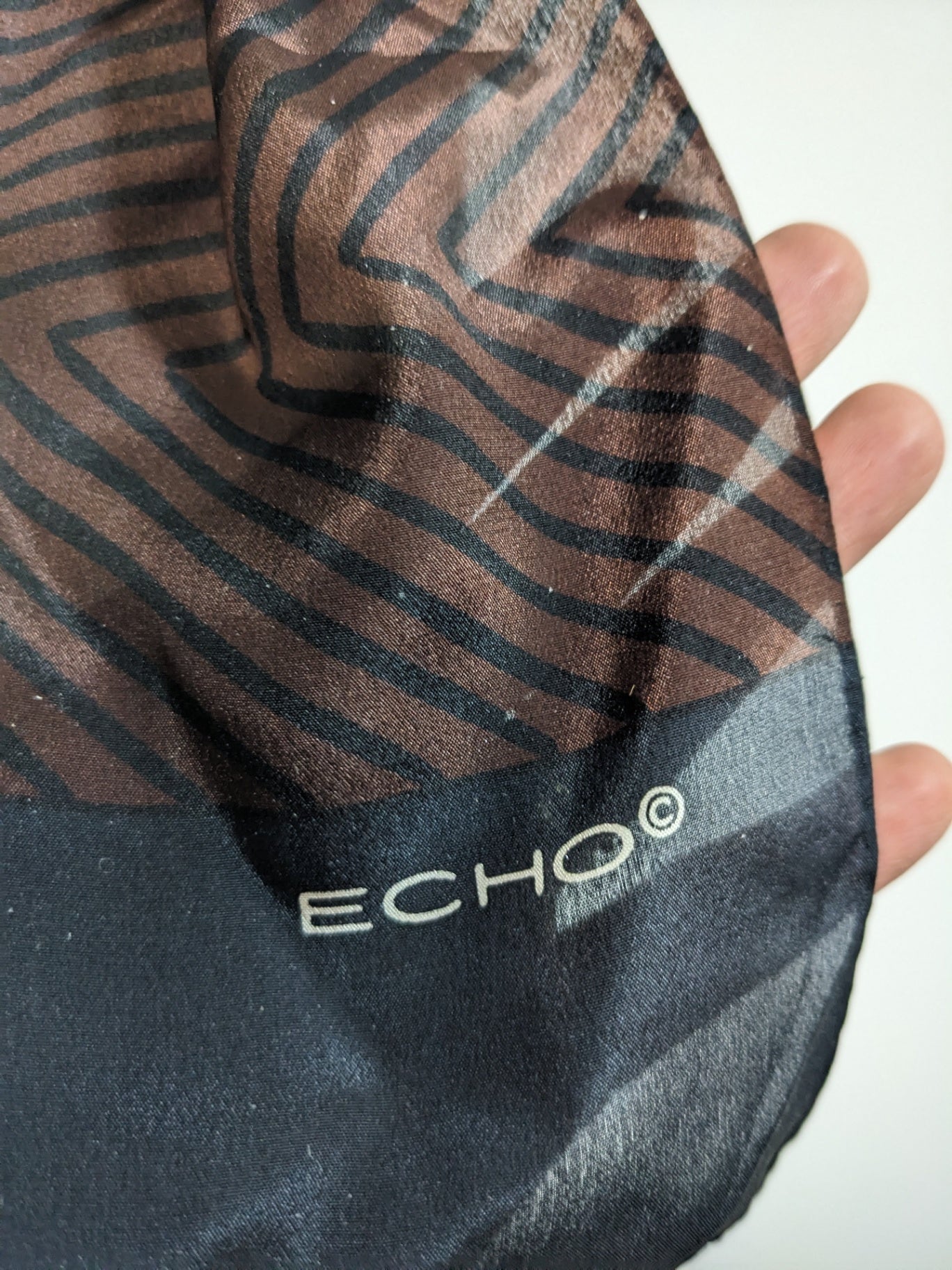 Echo silk tan patterned scarf - One Size