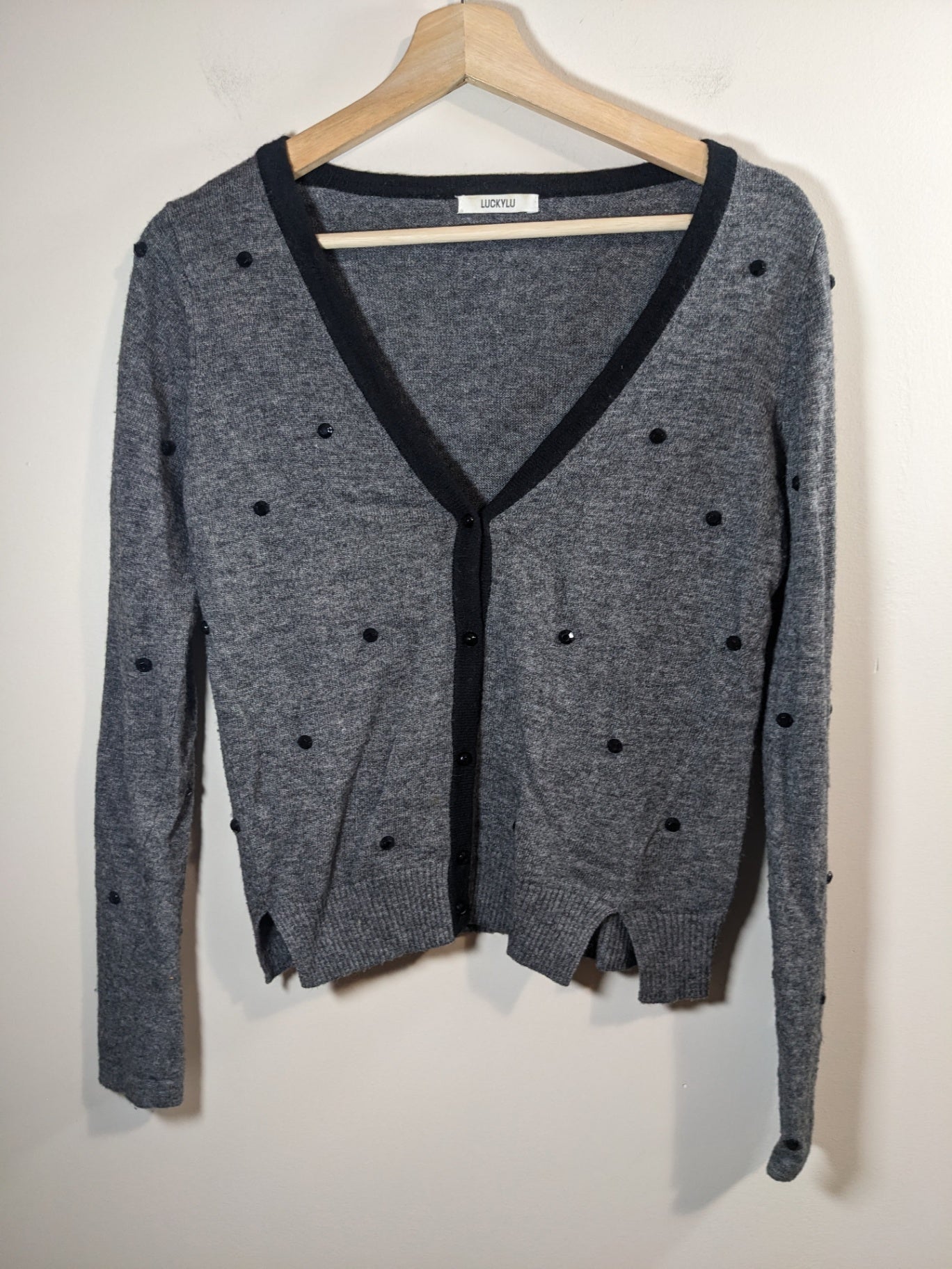 LUCKYLU alpaca wool grey cardigan- L (minor flaw)