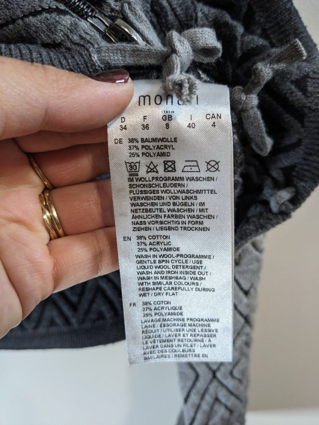 monari grey patterned jacket - sz 4 