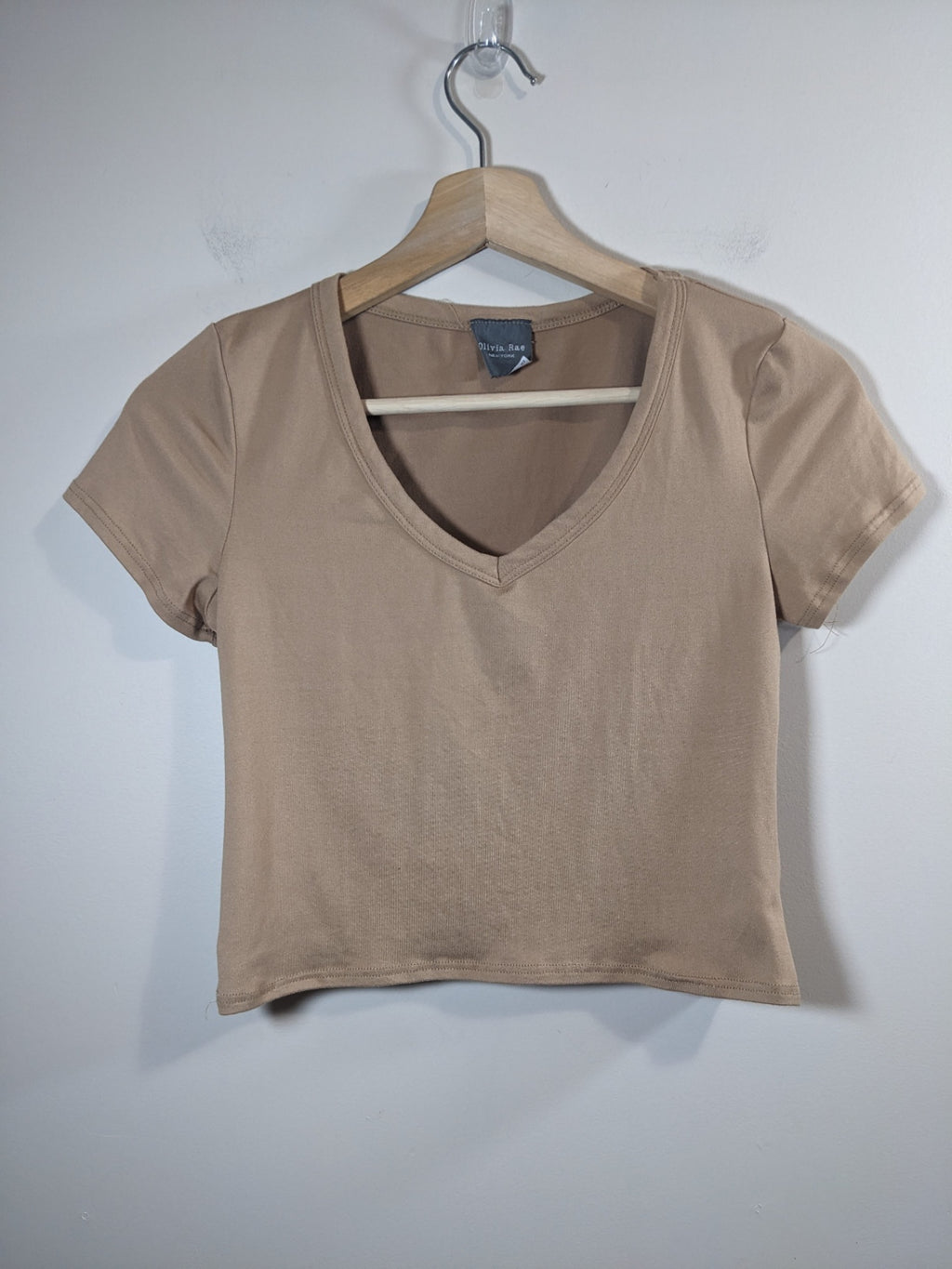 Olivia Rae Tan Crop T-Shirt - XS