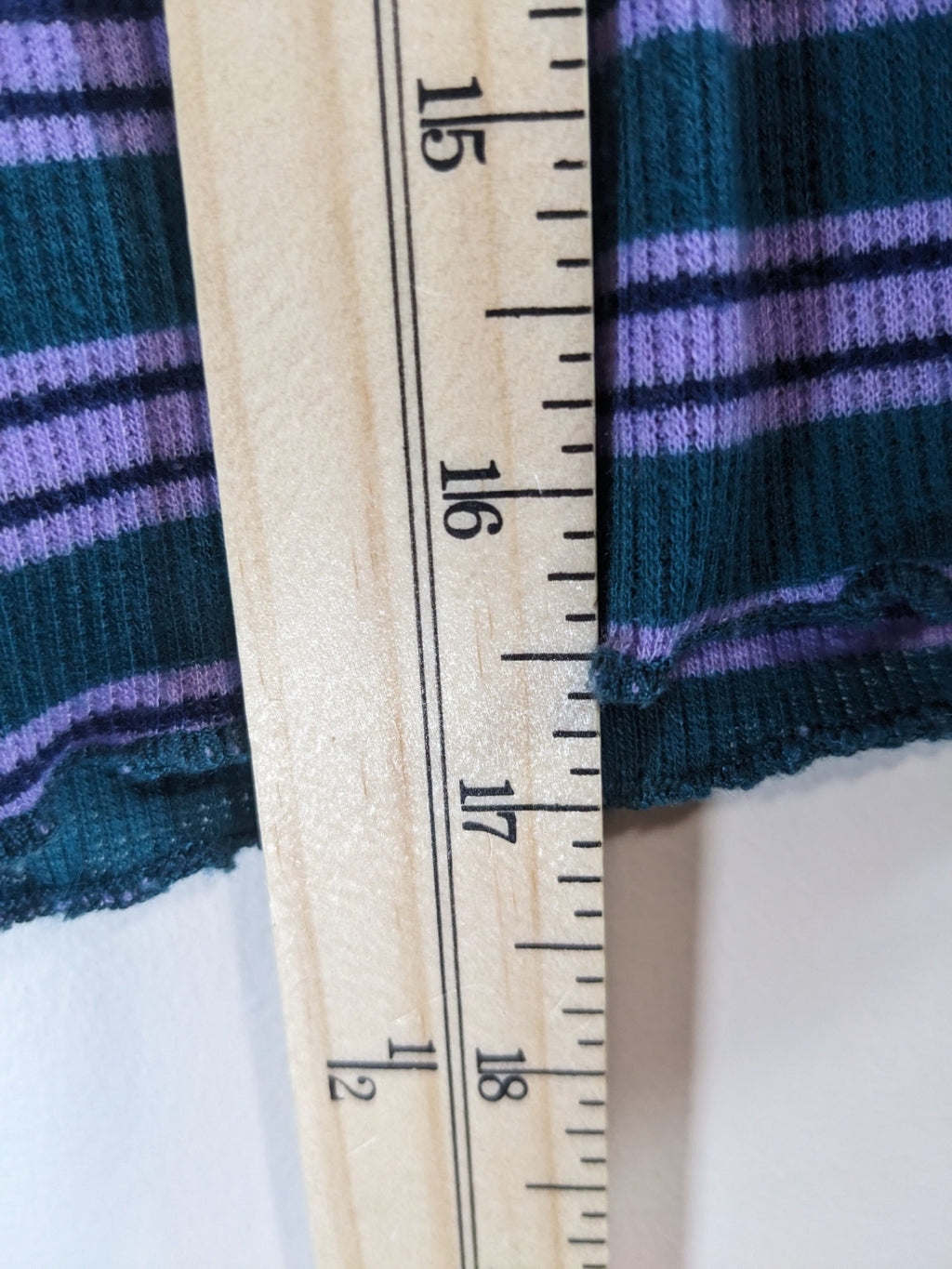 Bluenotes Purple & Green Stripped Crop T-shirt - S