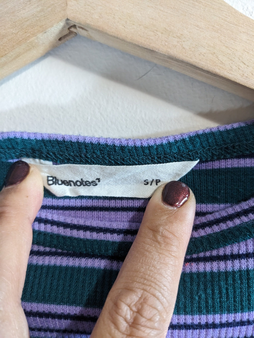 Bluenotes Purple & Green Stripped Crop T-shirt - S