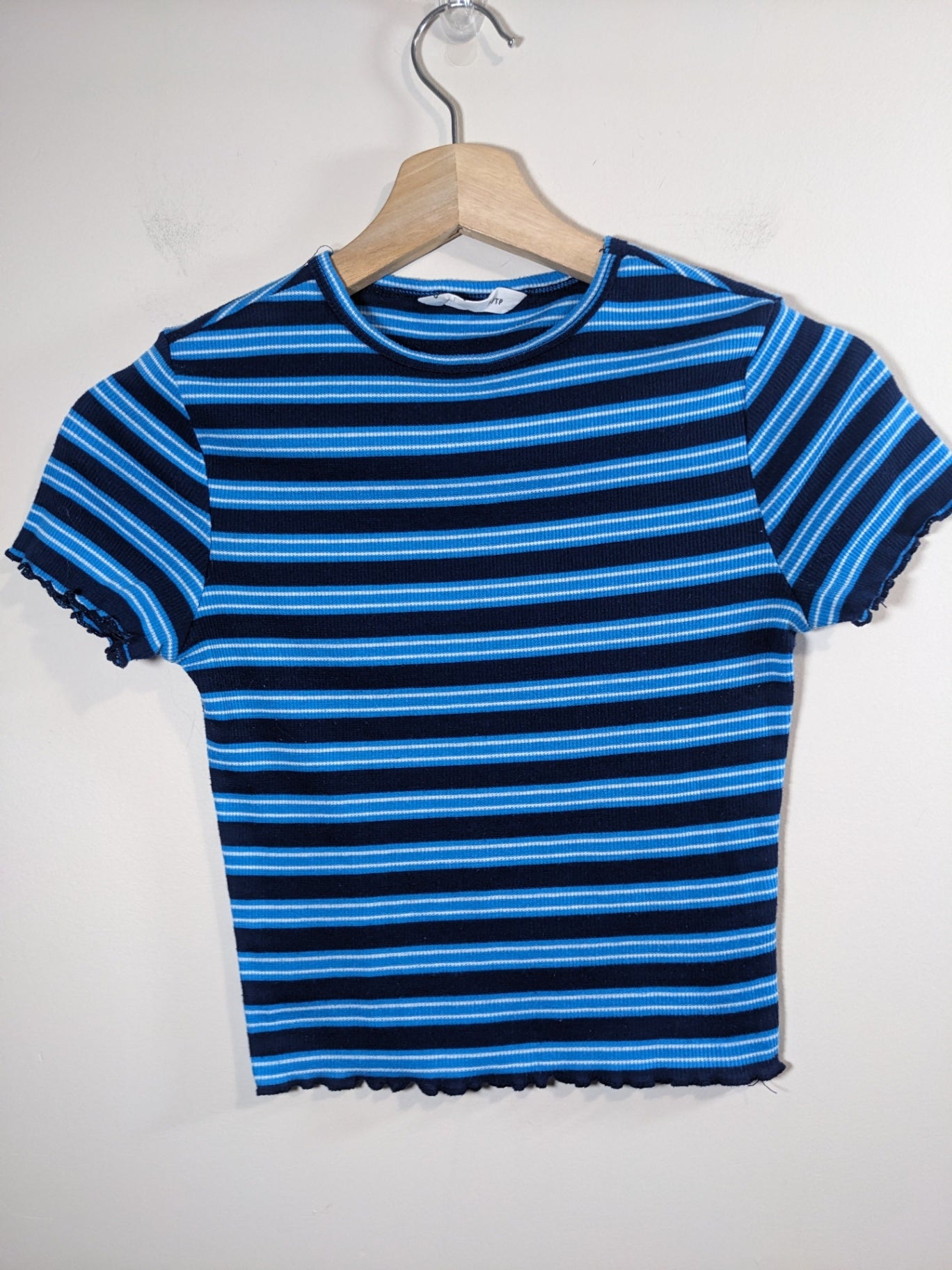 Bluenotes Blue Striped Crop T-Shirt - XS