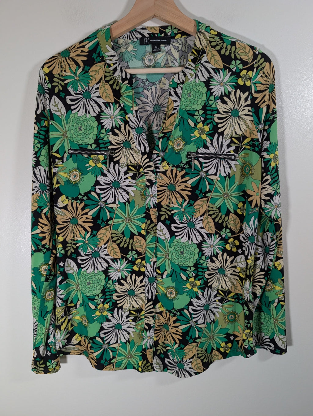 International Concepts green floral long-sleeve - Medium
