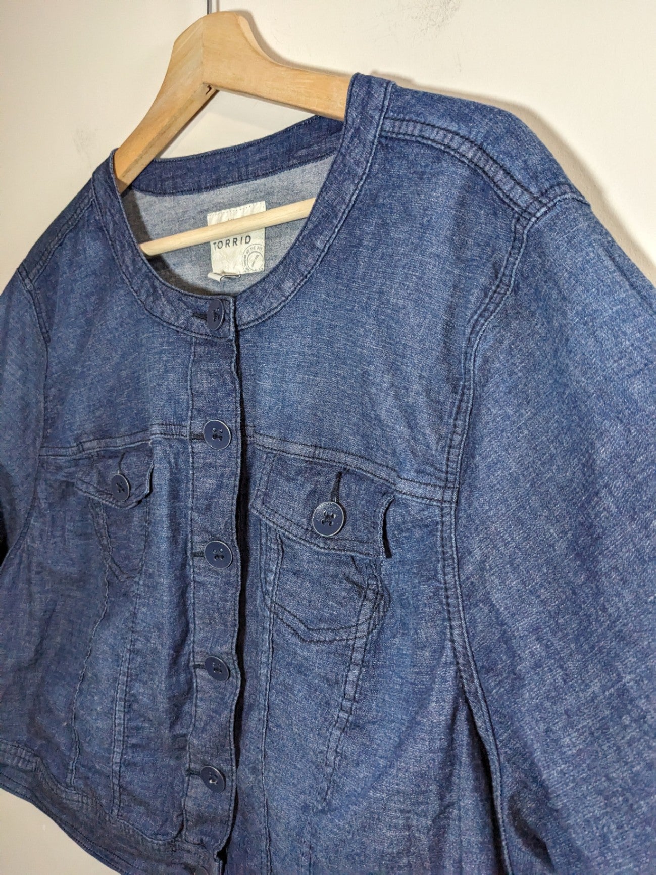 Torrid Denim Short Sleeve Blouse - 3XL