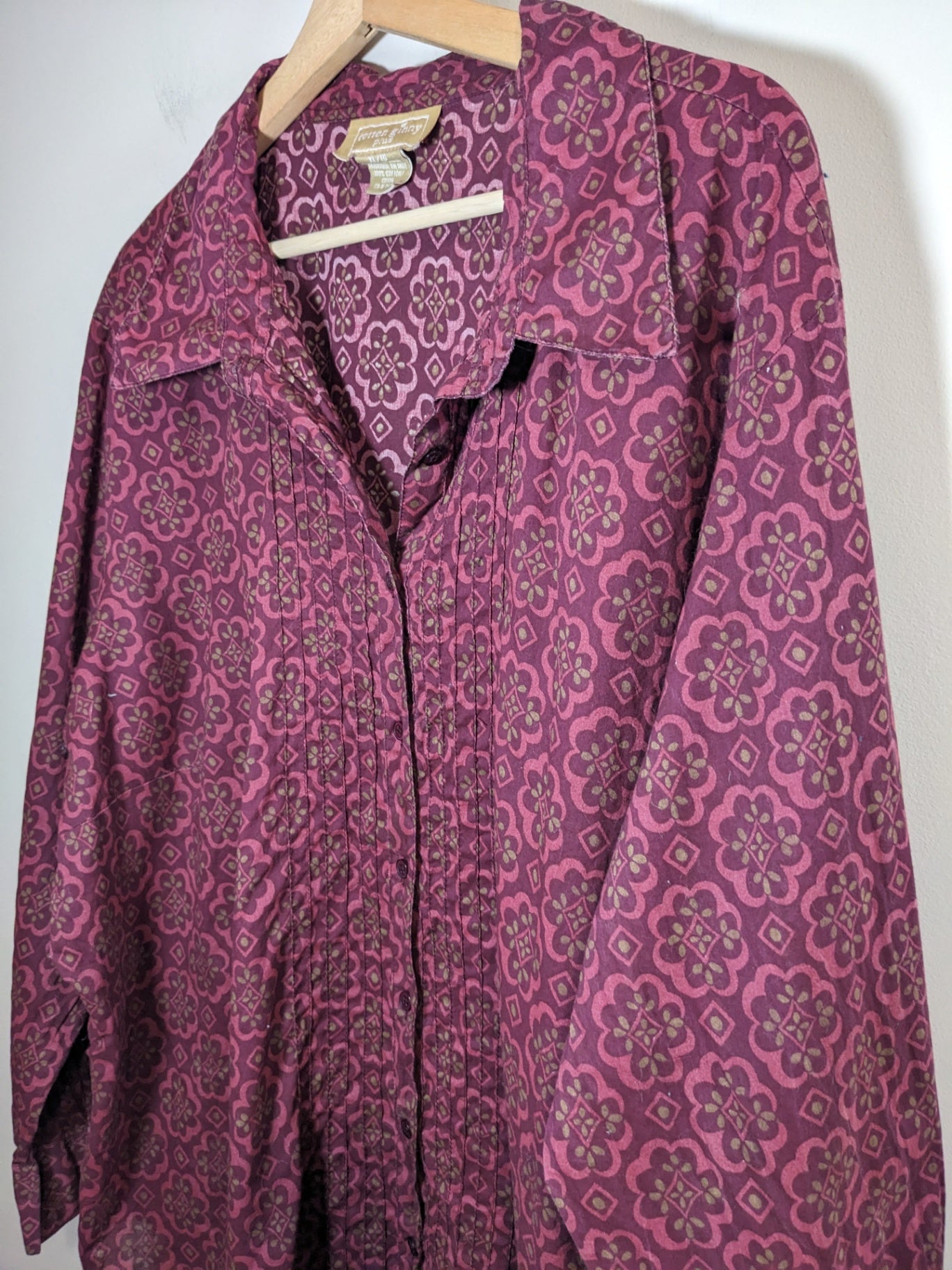 Cotton Ginny Plus Burgundy Shirt - XL