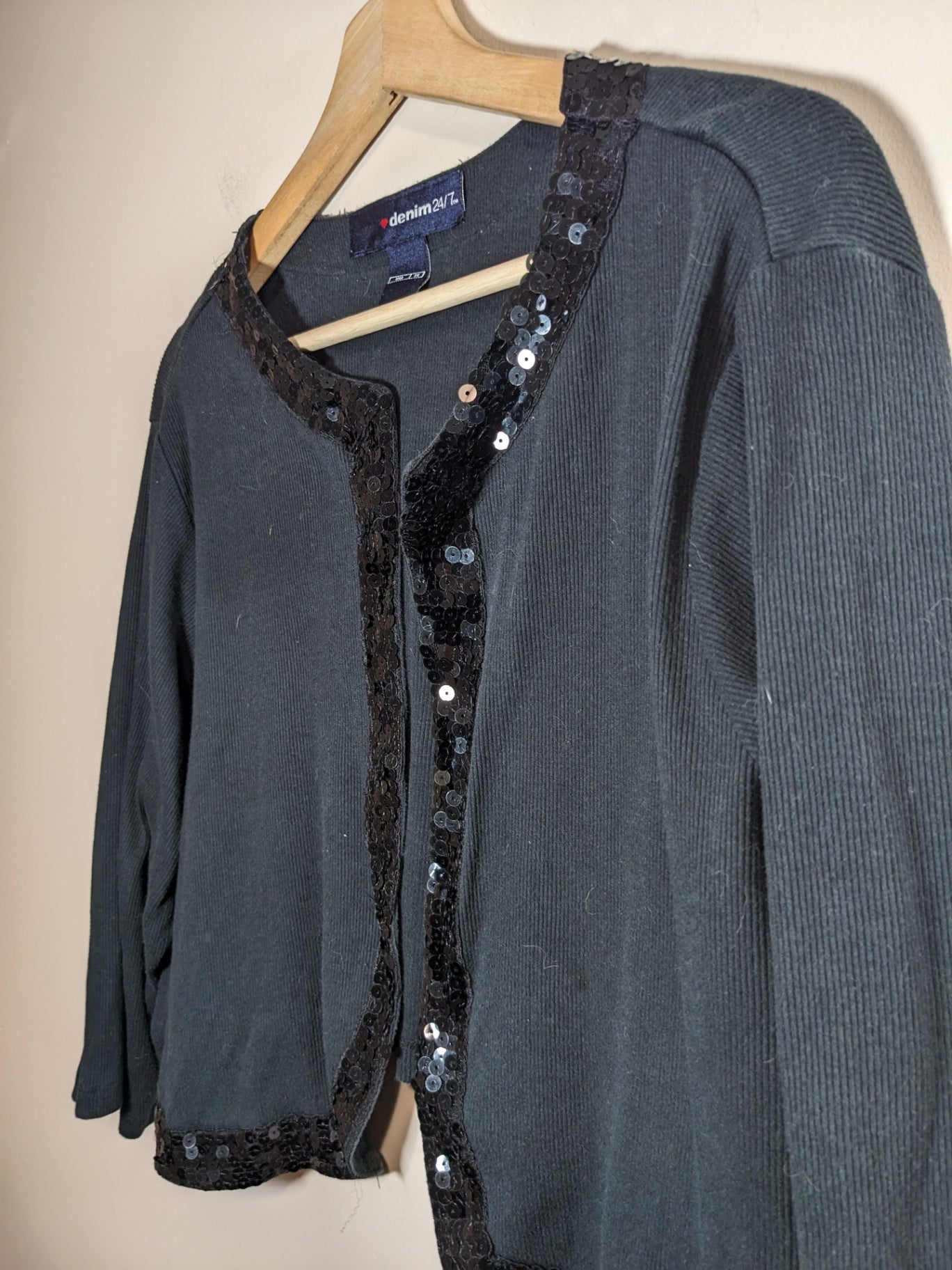 denim24/7  black sequin cardigan - 2XL