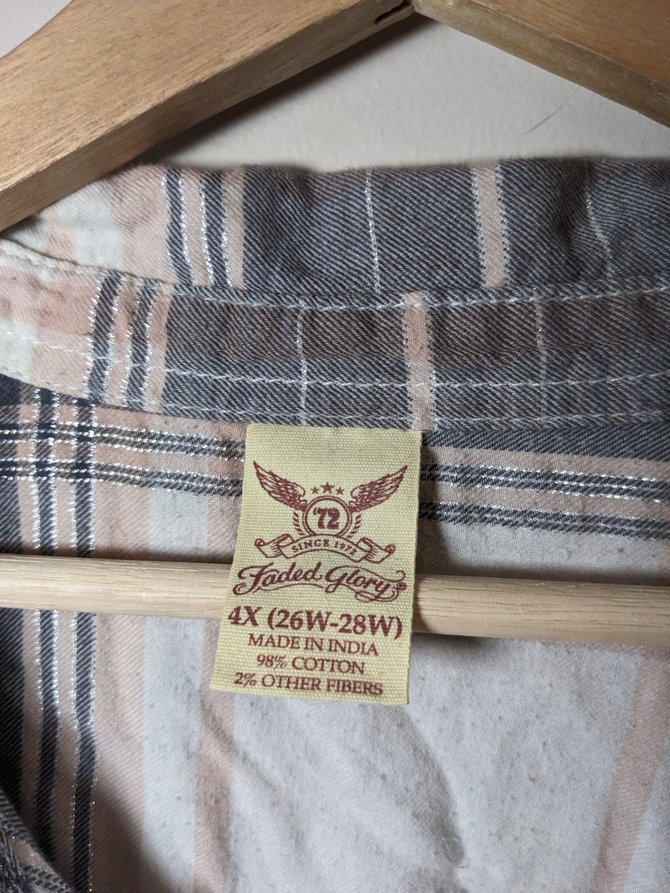 Faded Glory Plaid Shirt - 4XL