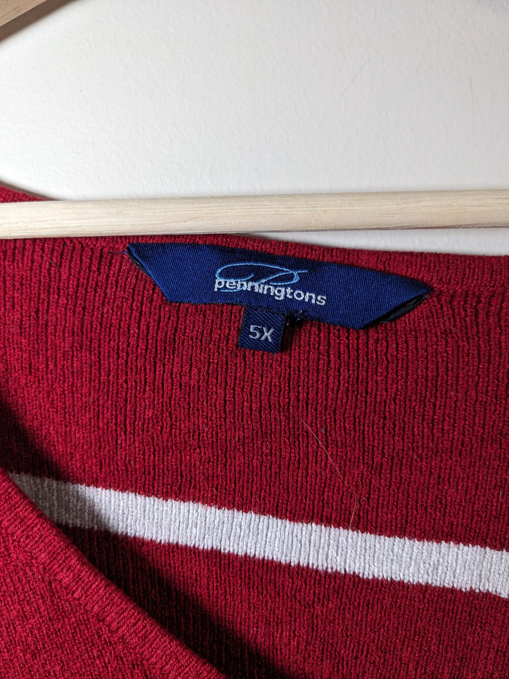 Penningtons Red Stri pe Sweater- 5XL