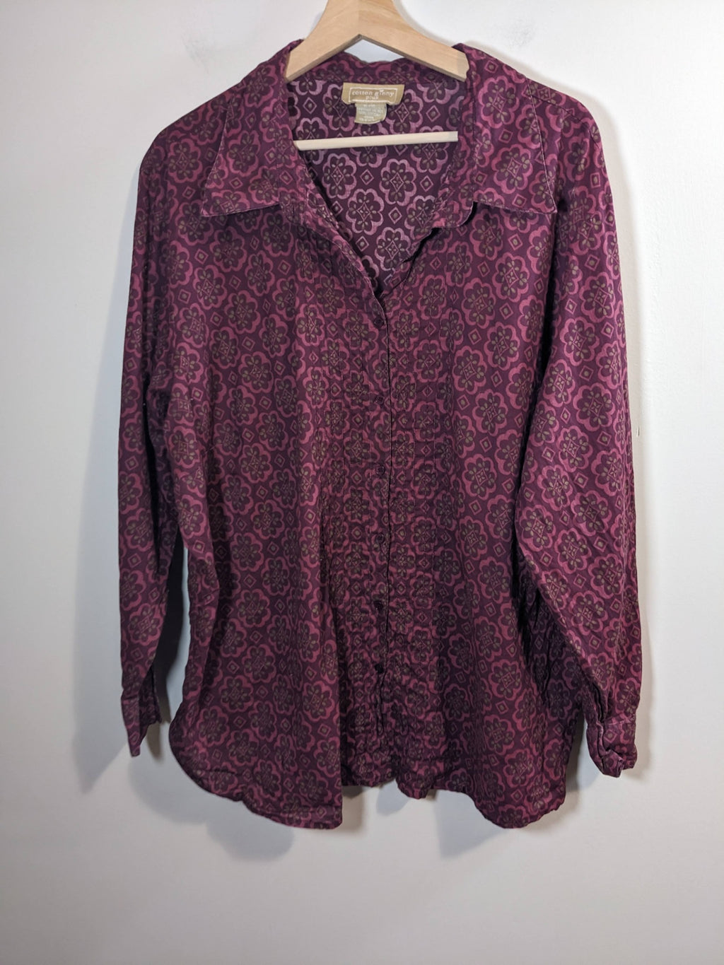 Cotton Ginny Plus Burgundy Shirt - XL