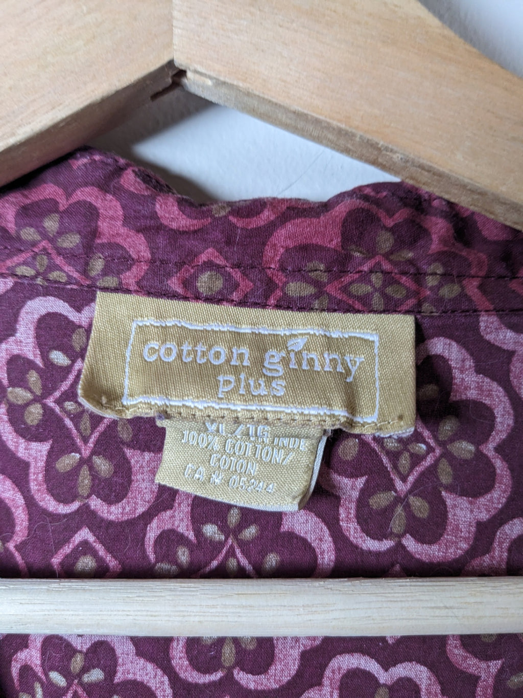 Cotton Ginny Plus Burgundy Shirt - XL