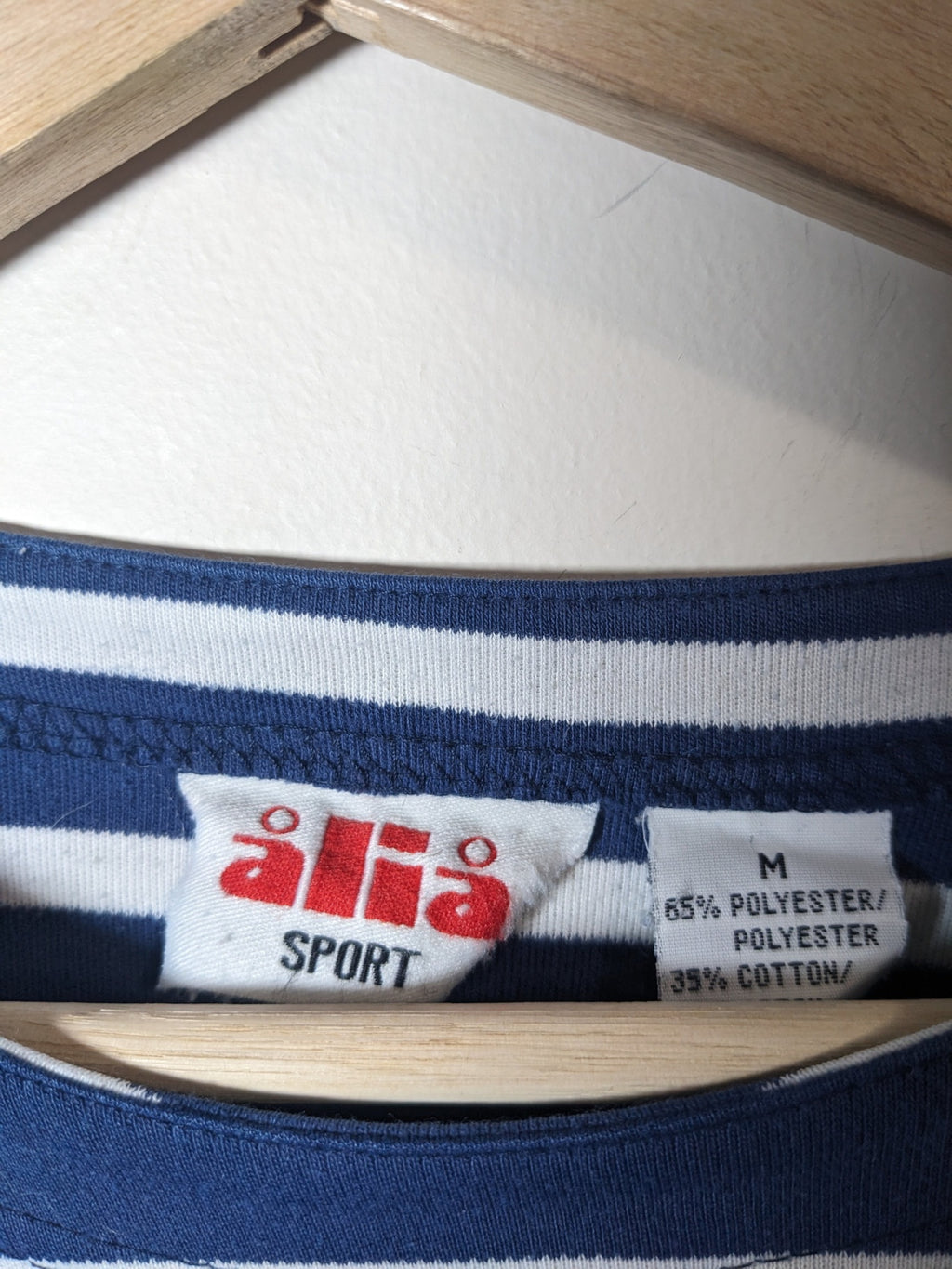 Alia blue striped 3/4 sleeve shirt- M