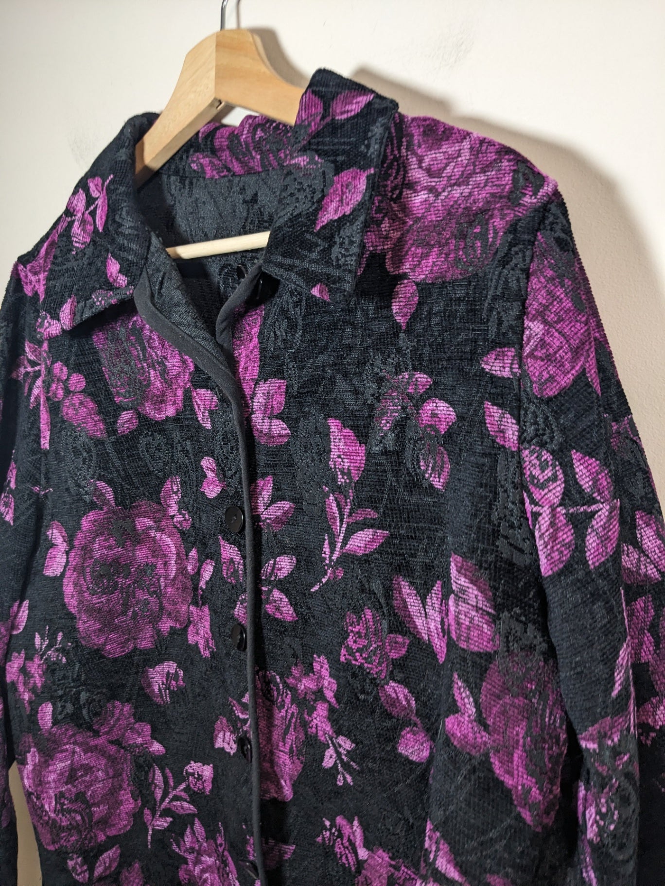 black & purple floral jacket - appears large