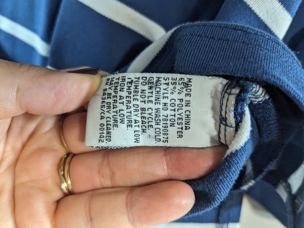 Alia blue striped 3/4 sleeve shirt- M