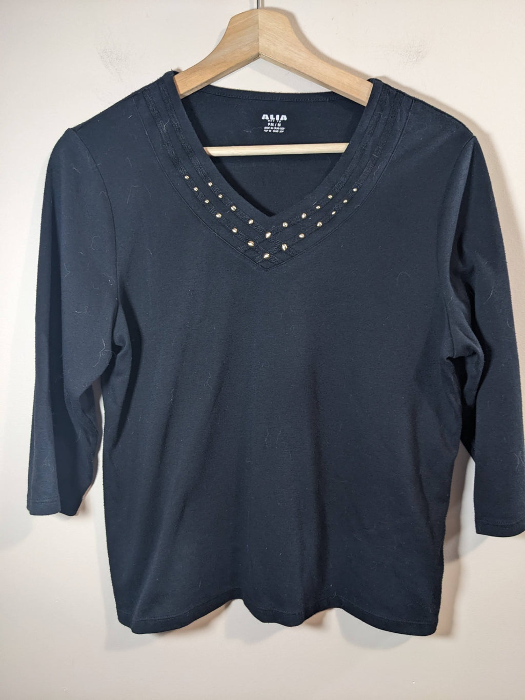 Alia black 3/4 sleeve shirt - M