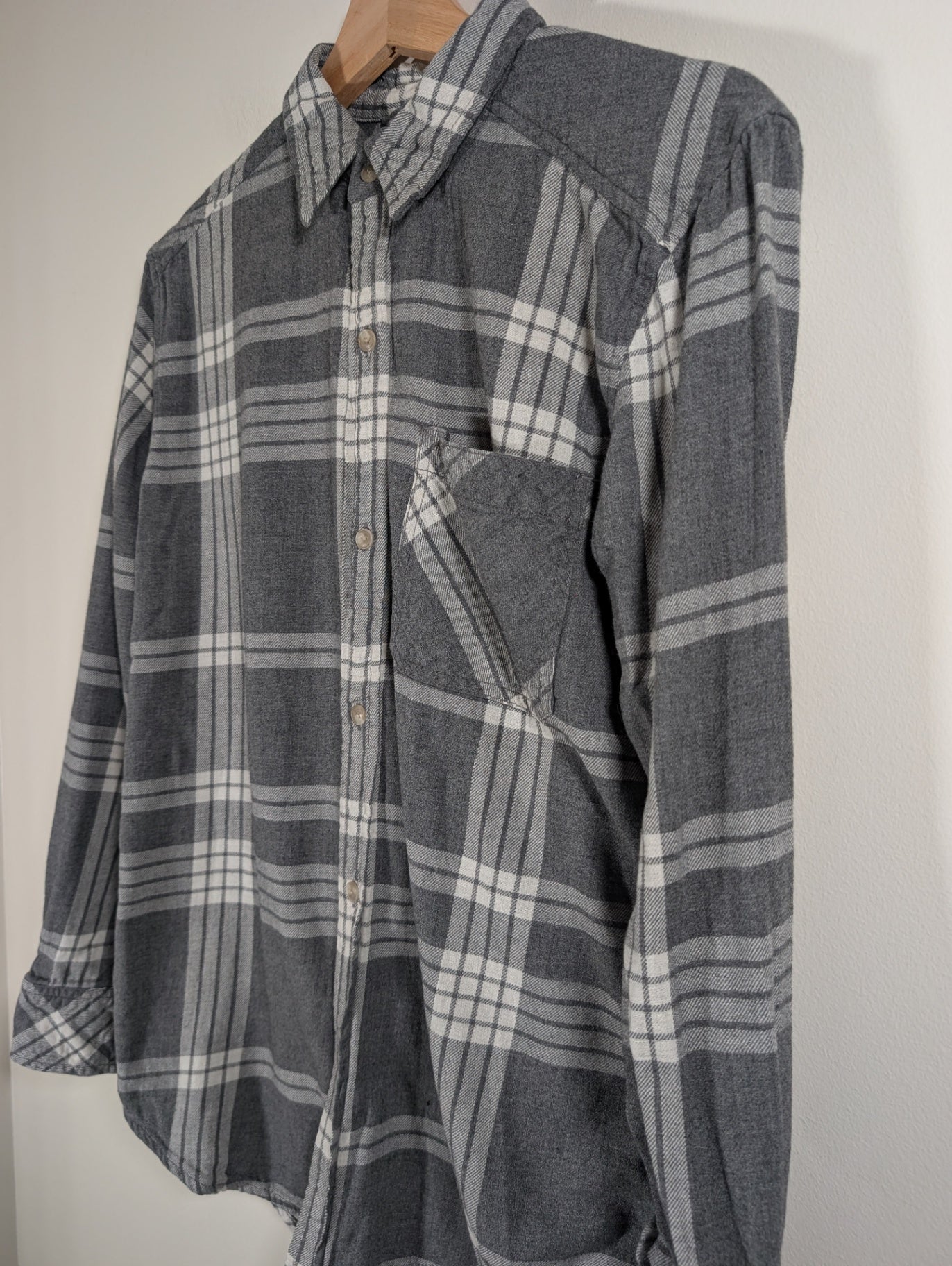 TNA grey plaid button down - Small