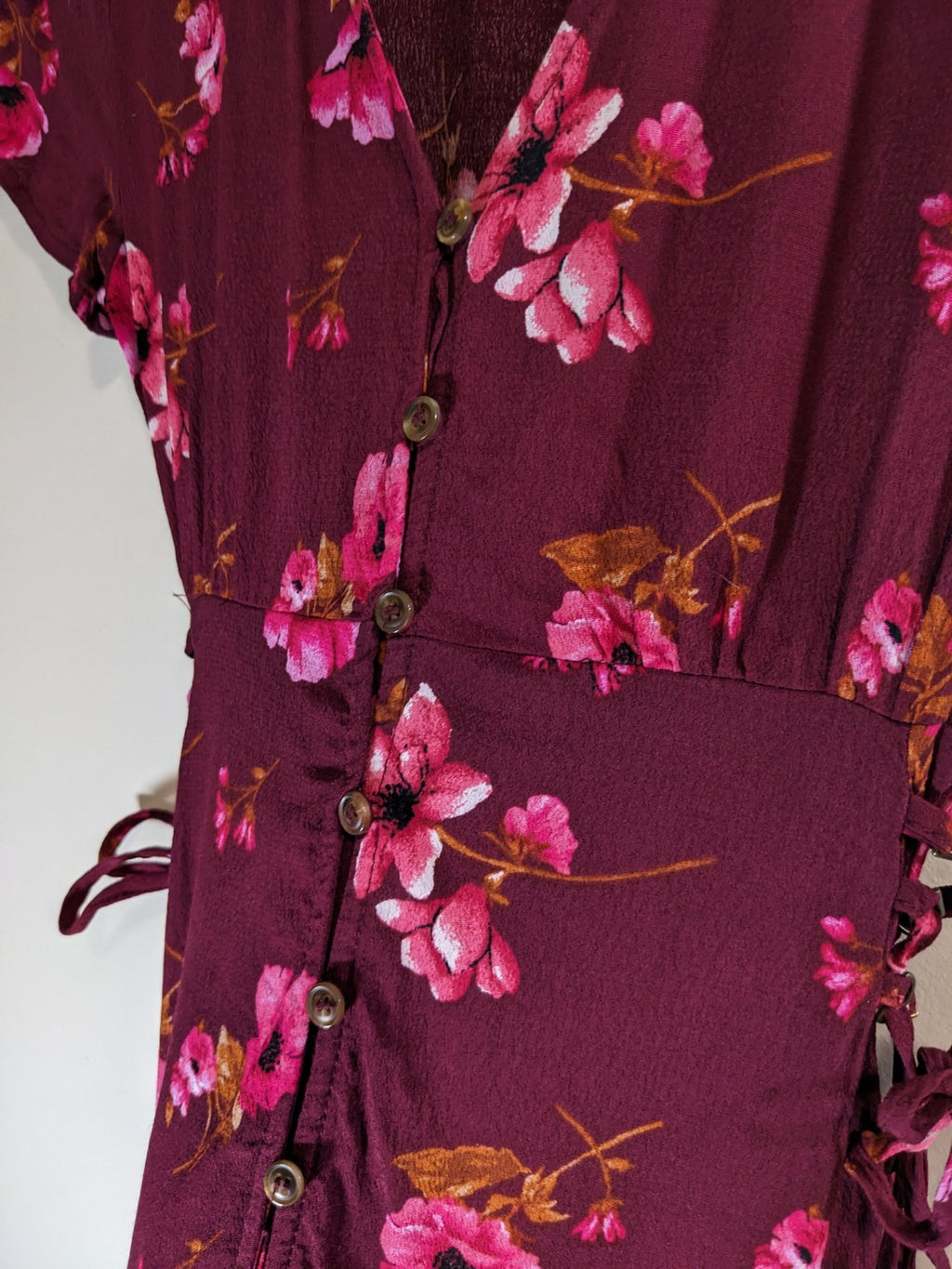Forever 21 Burgundy Floral Dress - S