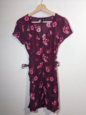 Forever 21 Burgundy Floral Dress - S