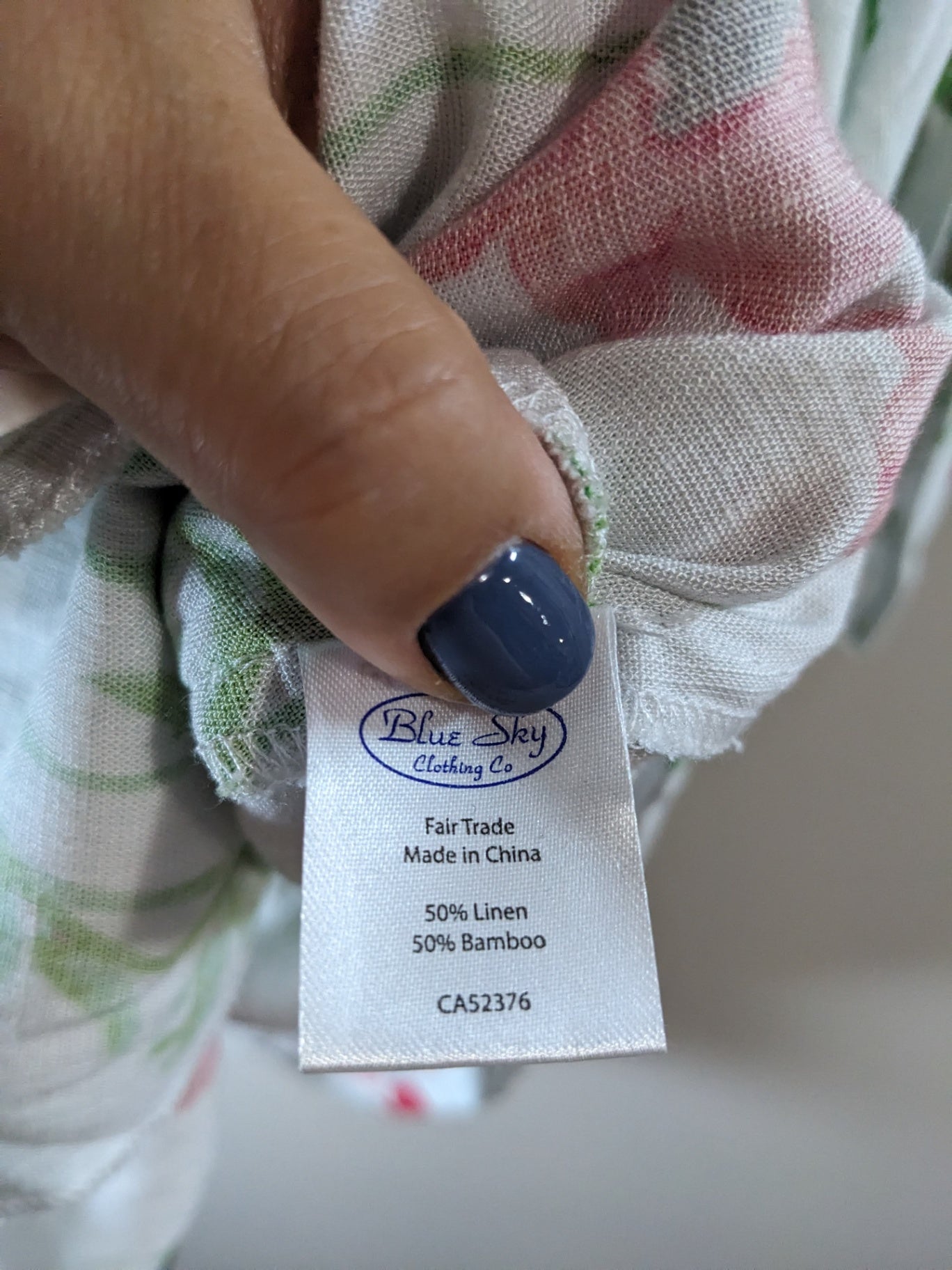 Blue Sky Poppy Linen Blouse- M