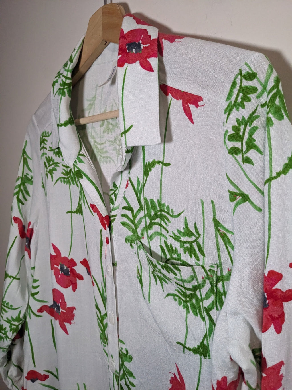 Blue Sky Poppy Linen Blouse- M