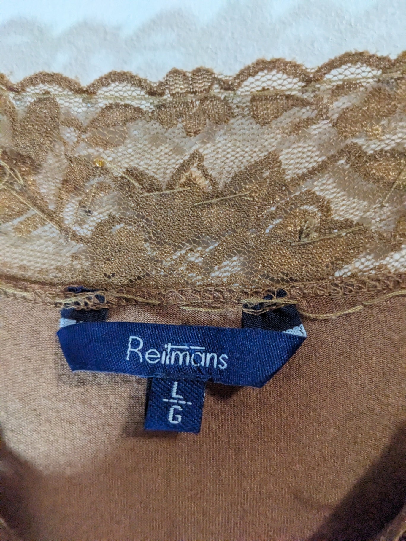 Reitmans Brown Lace Tank Top - L