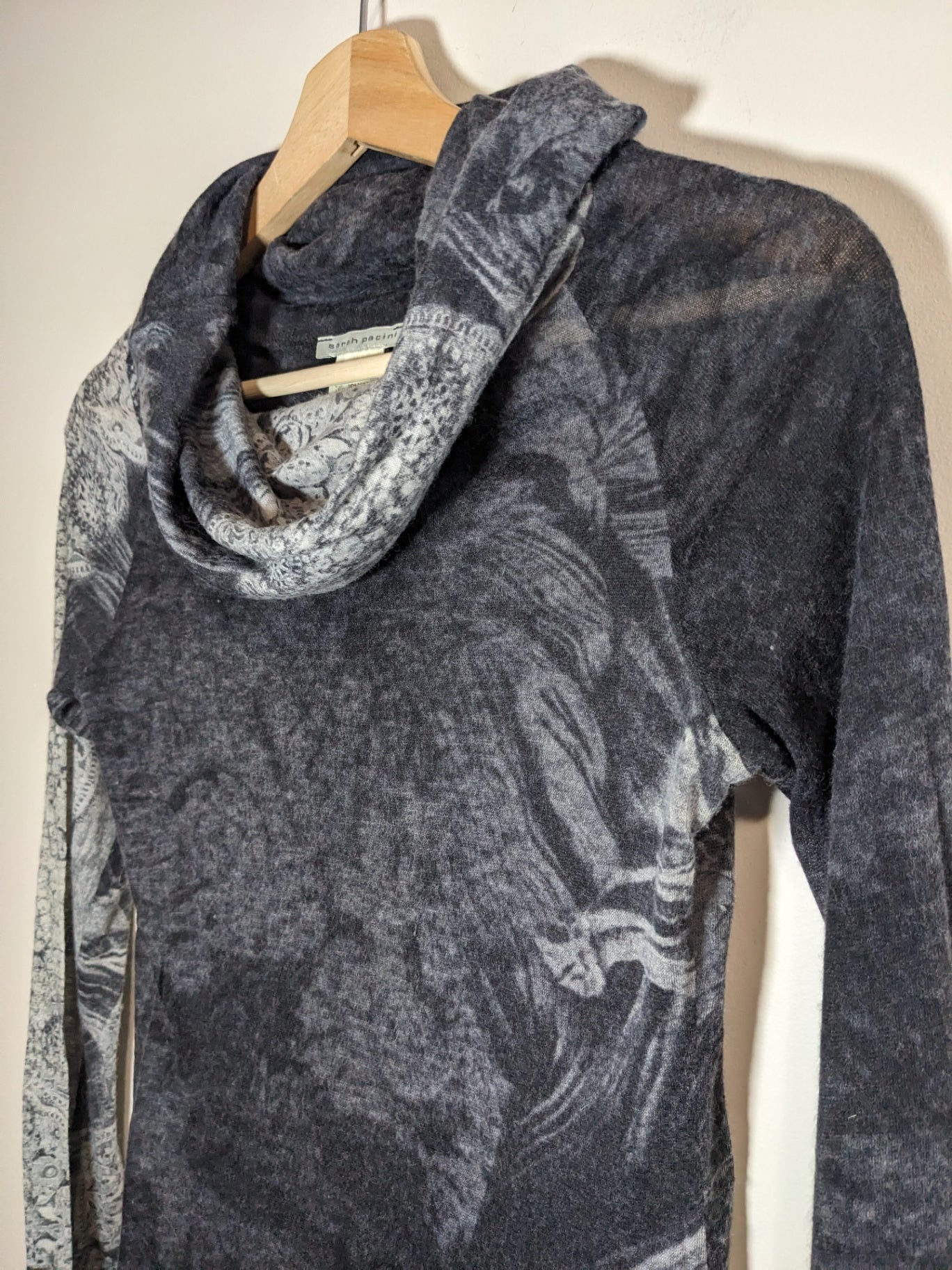 sarah pacini grey cowl neck - sz 1