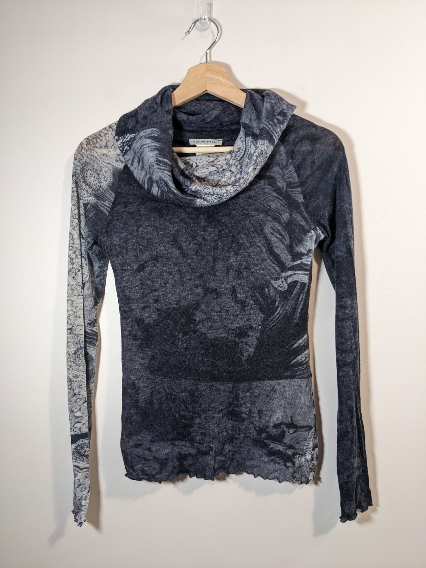 sarah pacini grey cowl neck - sz 1