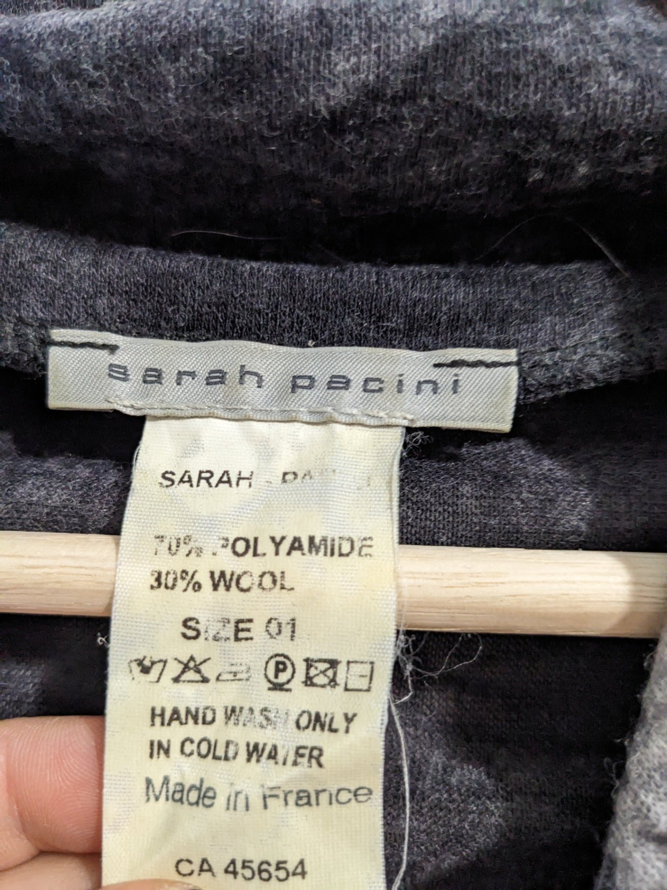 sarah pacini grey cowl neck - sz 1