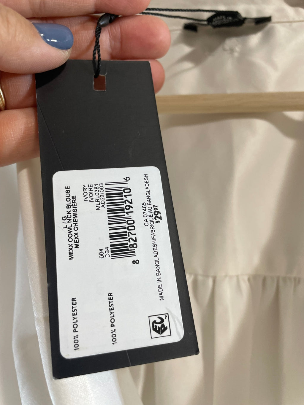 NWT Mexx White Slouch Neck Blouse - L