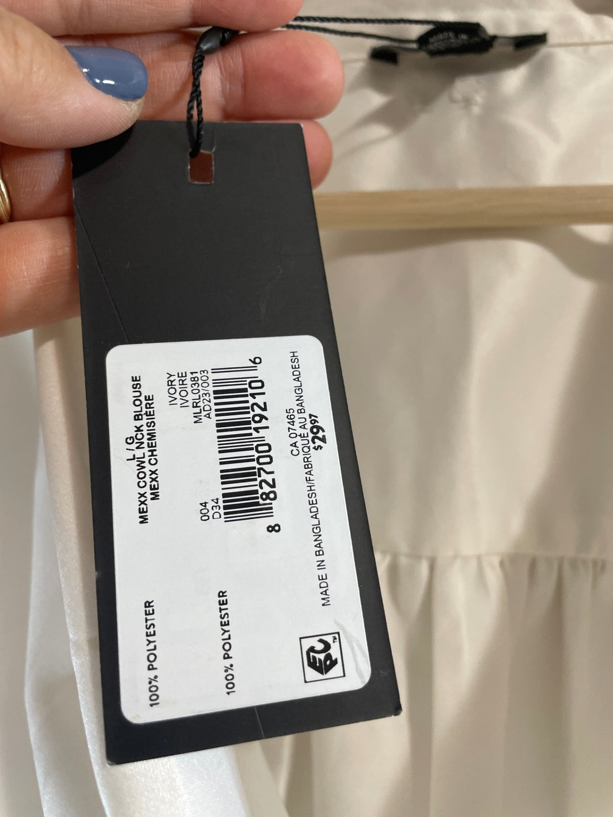 NWT Mexx White Slouch Neck Blouse - L