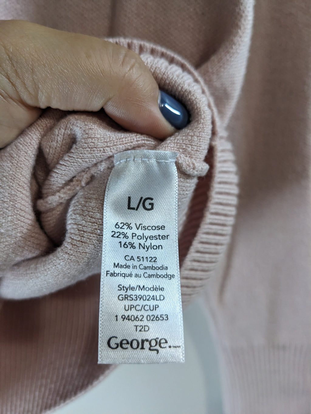 George Pink Knit Hoodie - L
