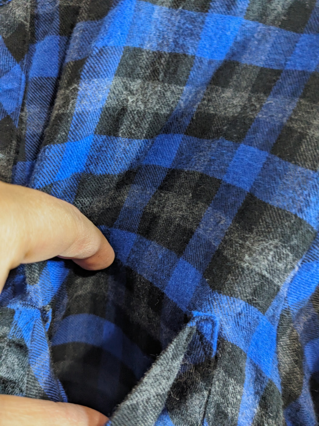 mercer & madison blue & black checkered blouse - M