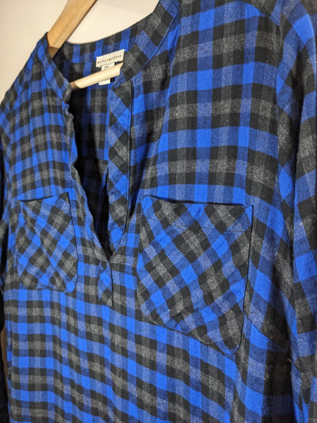 mercer & madison blue & black checkered blouse - M