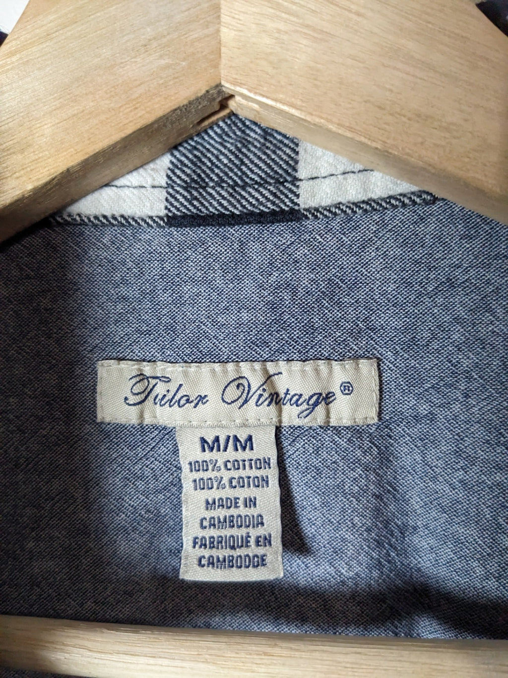 Tailor Vintage Blue Plaid Shirt - M
