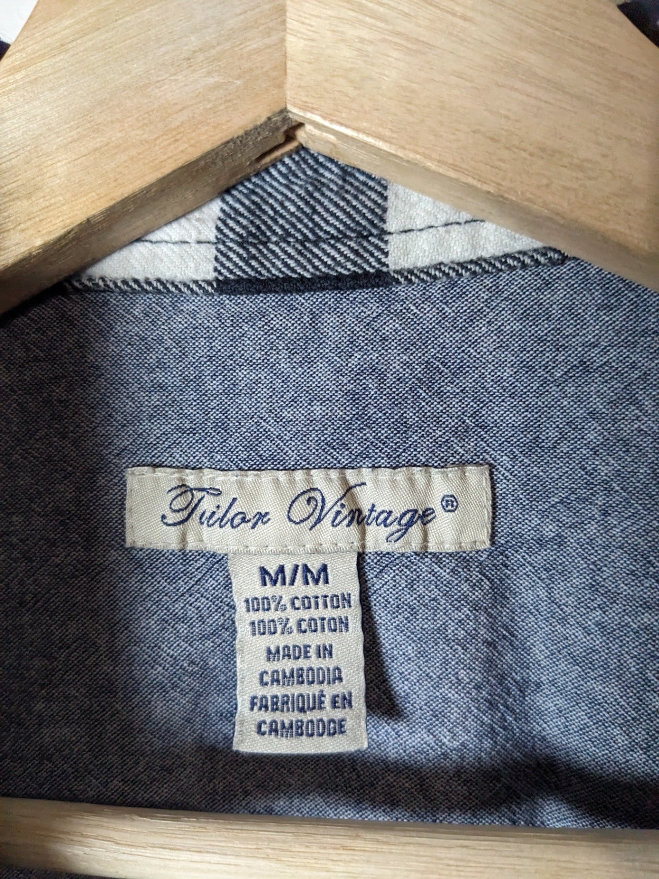 Tailor Vintage Blue Plaid Shirt - M